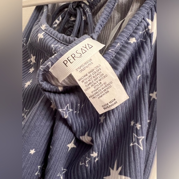 Size small blue white star sky scrunch front halter tie cropped crop tank top - Picture 4 of 4